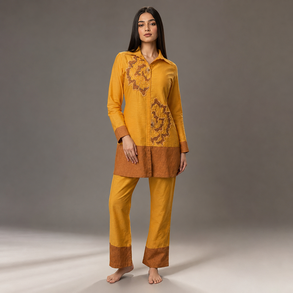 The Mustard Rust-Hem Coord Set