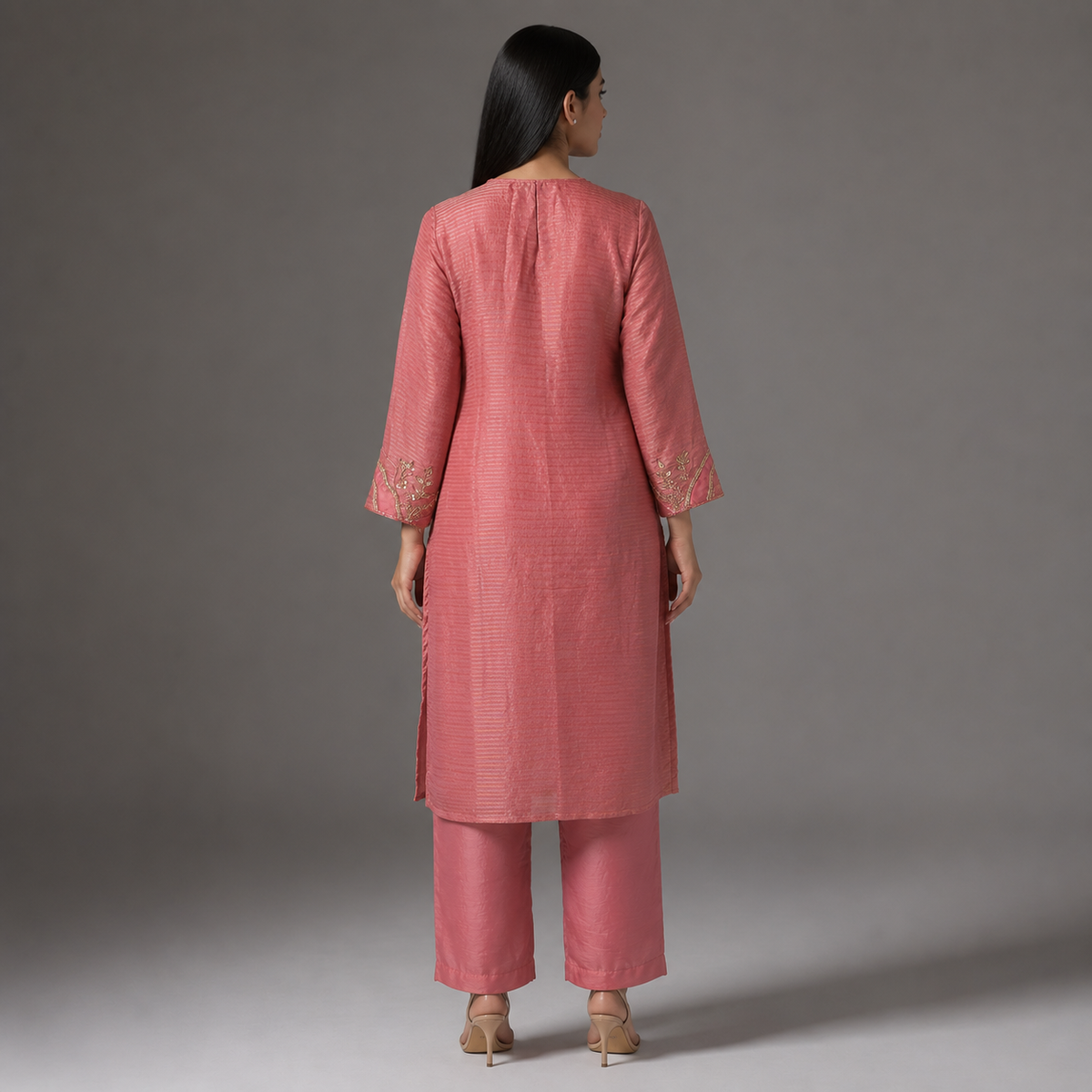 The Rose-Pink Zari Coord Set