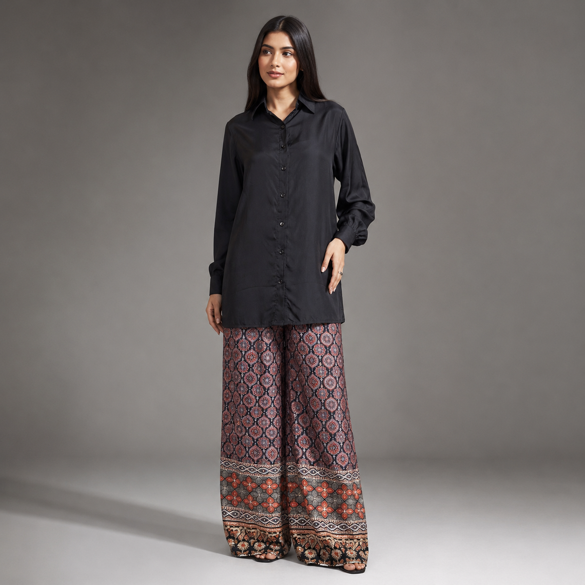 The Black Medallion-Print Coord Set