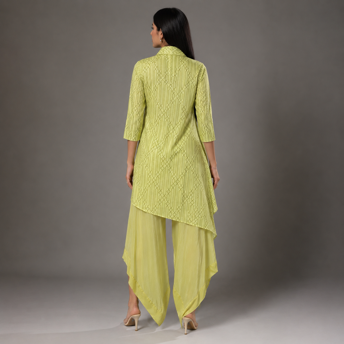 The Chartreuse Geometric-Print Coord Set