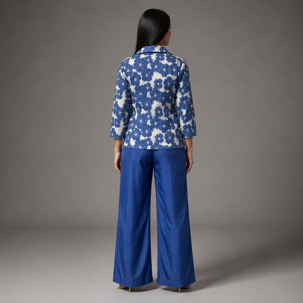 The Blue Floral Jacket Coord Set