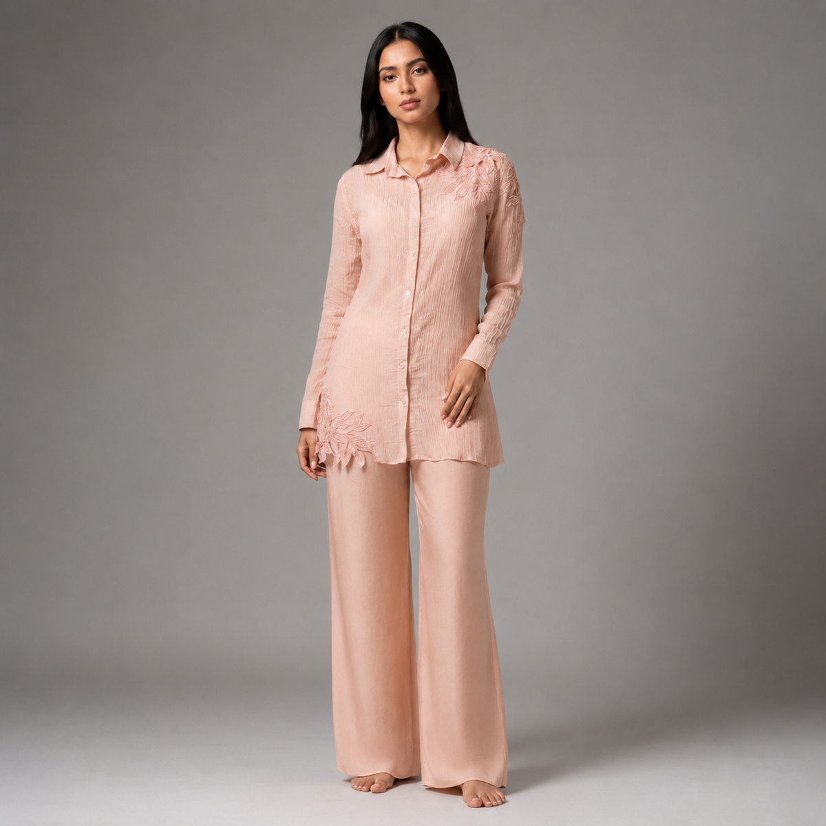 The Blush-Pink Leaf-Motif Coord Set
